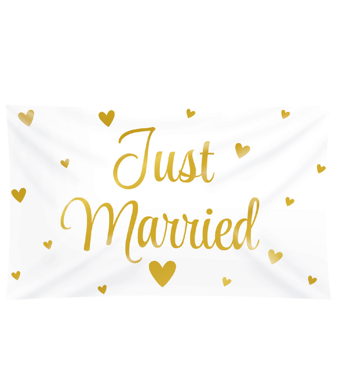 Feestbazaar Gevelvlag Just Married (150x90cm)