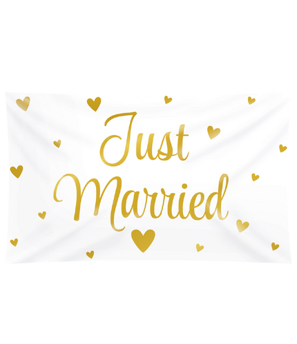 Feestbazaar Gevelvlag Just Married (150x90cm)