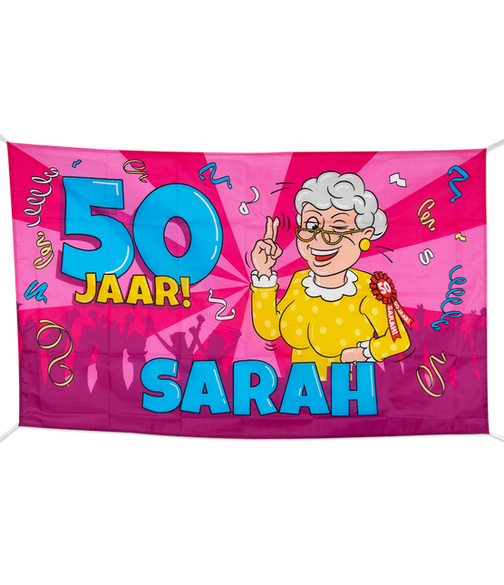 Feestbazaar Gevelvlag Sarah Cartoon (90x150cm)
