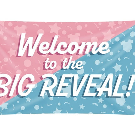 Feestbazaar Gevelvlag 'Welcome' Gender Reveal (150x90cm)