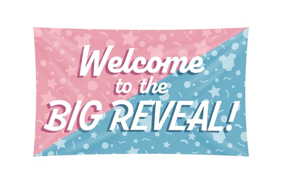 Feestbazaar Gevelvlag 'Welcome' Gender Reveal (150x90cm)
