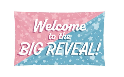 Feestbazaar Gevelvlag 'Welcome' Gender Reveal (150x90cm)