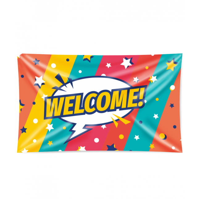 Feestbazaar Gevelvlag 'Welcome' Sterren
