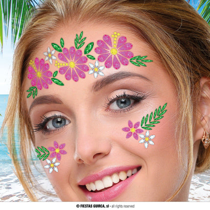 Feestbazaar Gezicht Stickers Bloemen Roze