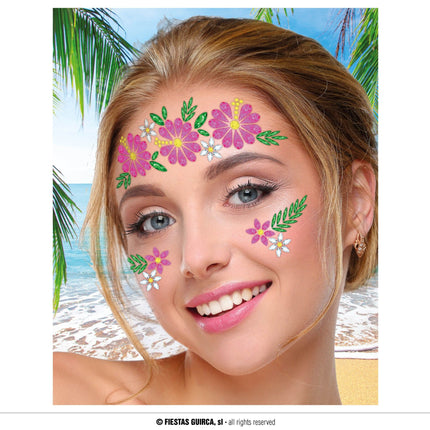 Feestbazaar Gezicht Stickers Bloemen Roze