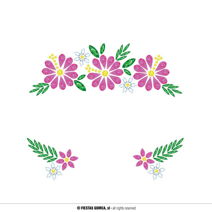 Feestbazaar Gezicht Stickers Bloemen Roze