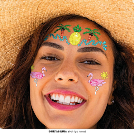 Feestbazaar Gezicht Stickers Tropisch Hawaii