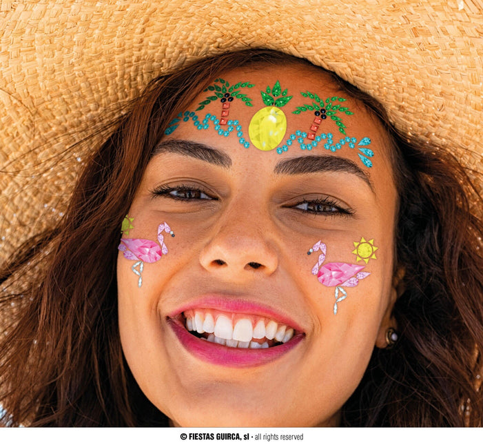 Feestbazaar Gezicht Stickers Tropisch Hawaii