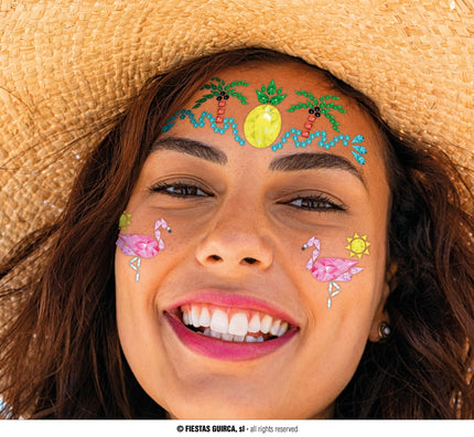 Feestbazaar Gezicht Stickers Tropisch Hawaii