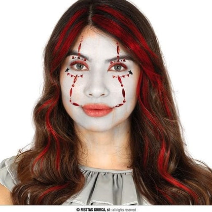 Feestbazaar Gezichtsjuwelen Stickers Horror Clown