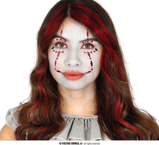 Feestbazaar Gezichtsjuwelen Stickers Horror Clown
