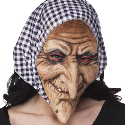 Feestbazaar Gezichtsmasker Heks met kap zwart/wit