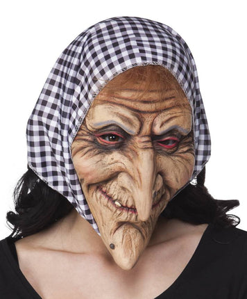 Feestbazaar Gezichtsmasker Heks met kap zwart/wit