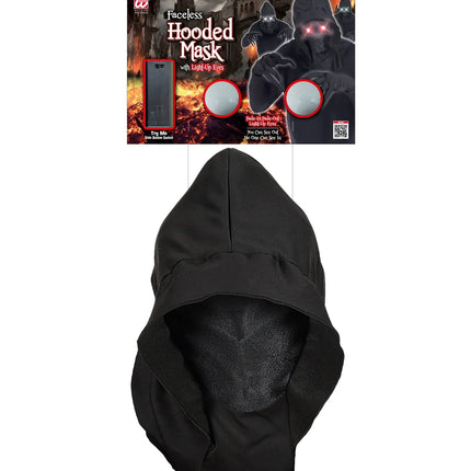 Feestbazaar Gezichtsmasker Met Kap En Lichtgevende Rode Ogen