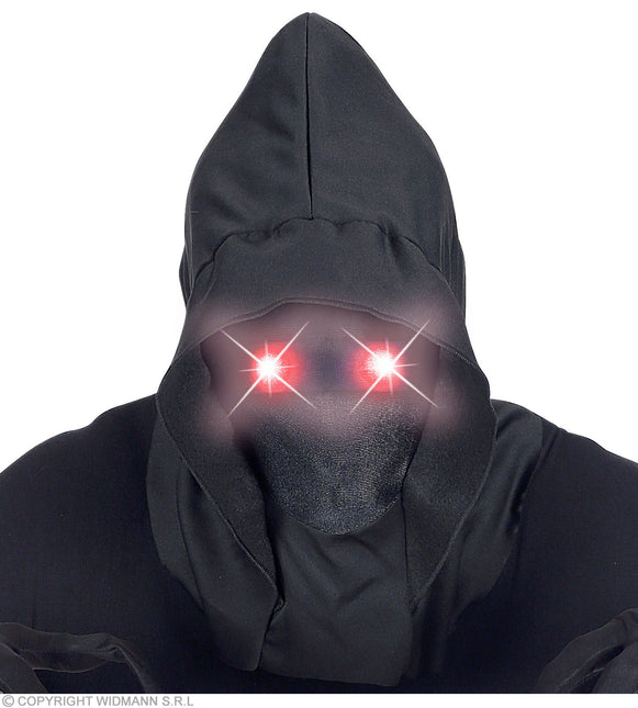 Feestbazaar Gezichtsmasker Met Kap En Lichtgevende Rode Ogen