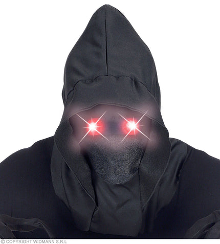 Feestbazaar Gezichtsmasker Met Kap En Lichtgevende Rode Ogen