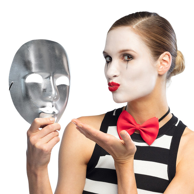 Feestbazaar Gezichtsmasker Mime Zilver