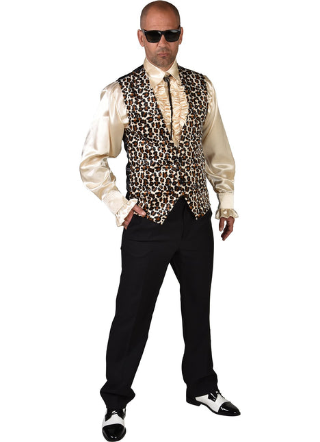 Feestbazaar Gilet Luipaardprint Man