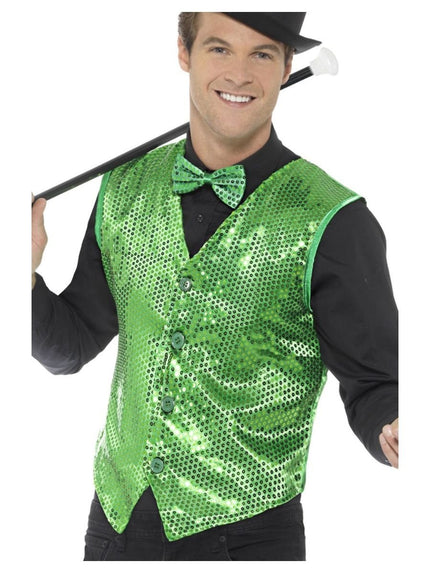 Feestbazaar Gilet Pailletten Groen
