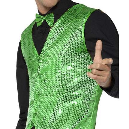 Feestbazaar Gilet Pailletten Groen
