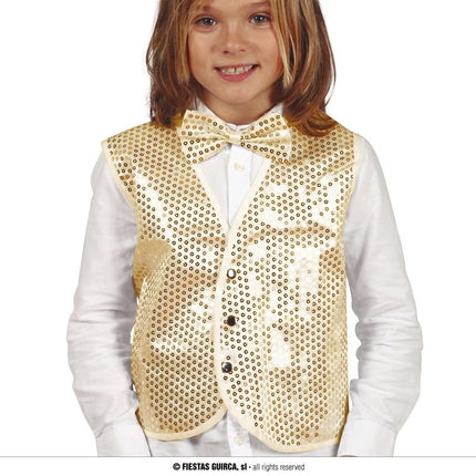 Feestbazaar Gilet Pailletten Kind Goud