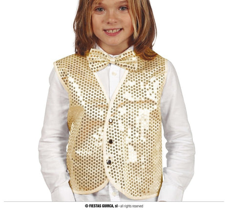 Feestbazaar Gilet Pailletten Kind Goud
