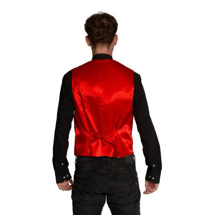 Feestbazaar Gilet Pailletten Rood met Strik