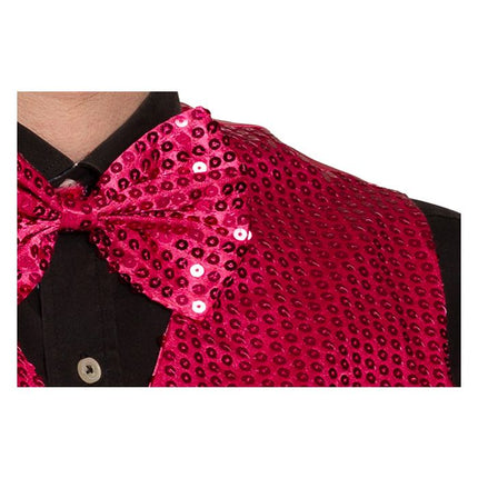 Feestbazaar Gilet Pailletten Roze met Strik