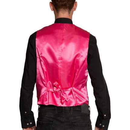 Feestbazaar Gilet Pailletten Roze met Strik