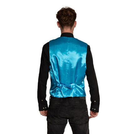 Feestbazaar Gilet Pailletten Turquoise met Strik