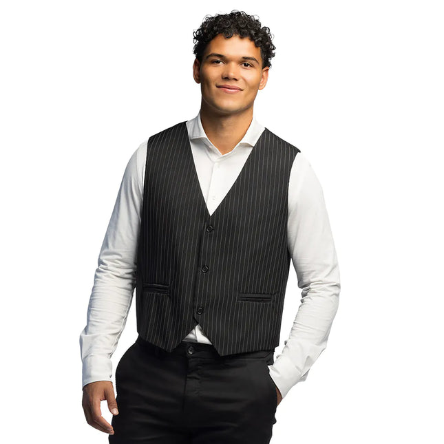 Feestbazaar Gilet Pinstripe Zwart Heren