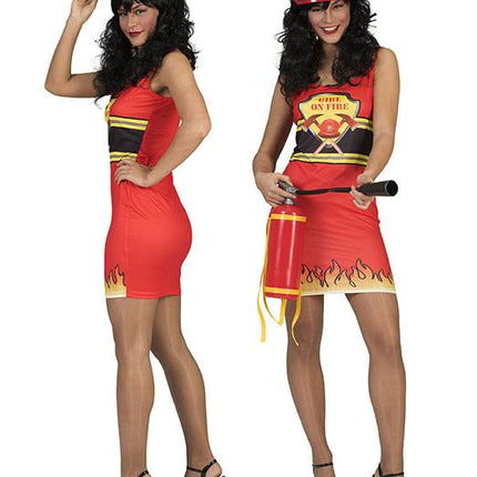 Feestbazaar Girl on fire brandweer jurkje