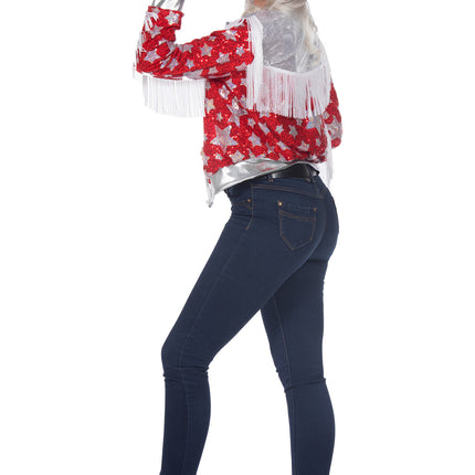 Feestbazaar Glamorous Pailletten Jasje Sterren Vrouwen Rood