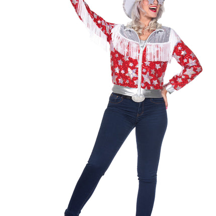 Feestbazaar Glamorous Pailletten Jasje Sterren Vrouwen Rood