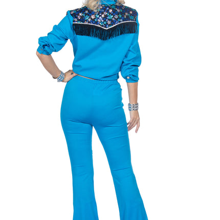 Feestbazaar Glamorous Western Outfit Blauw Dames