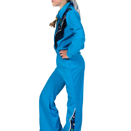 Feestbazaar Glamorous Western Outfit Blauw Meisjes Premium