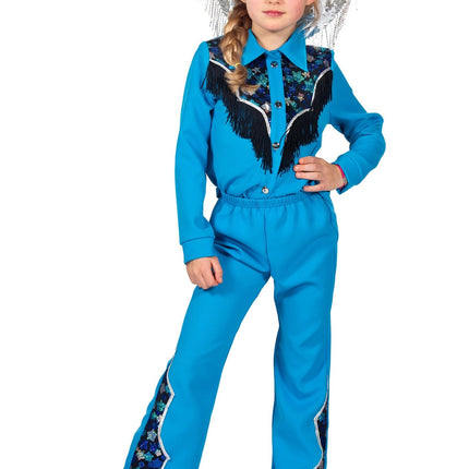 Feestbazaar Glamorous Western Outfit Blauw Meisjes Premium