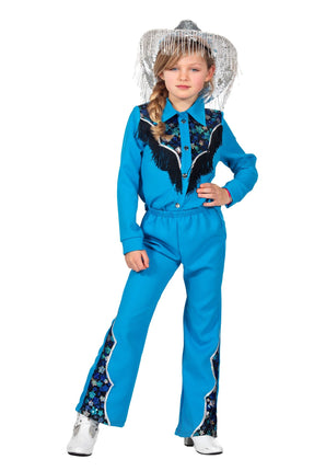 Feestbazaar Glamorous Western Outfit Blauw Meisjes Premium