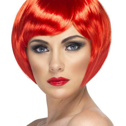 Feestbazaar Glamour pruik bobline rood