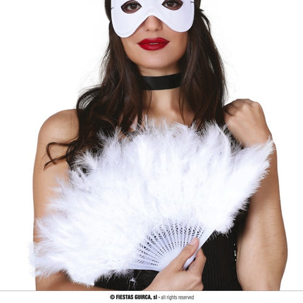 Feestbazaar Glamour waaier pluche wit
