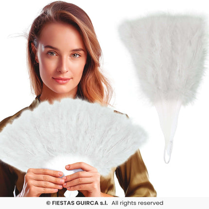 Feestbazaar Glamour waaier pluche wit