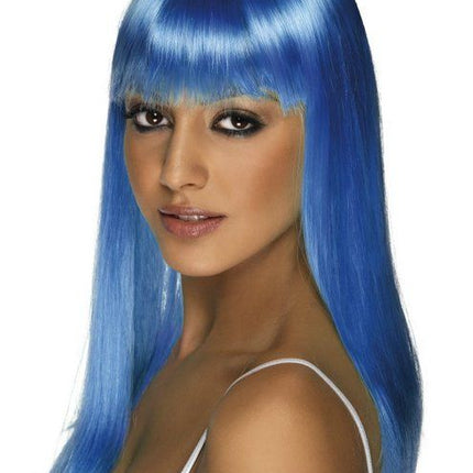 Feestbazaar Glamourama pruik neon blauw