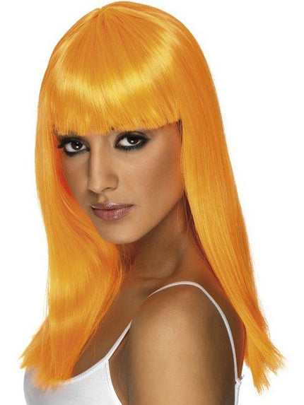 Feestbazaar Glamourama pruik neon oranje