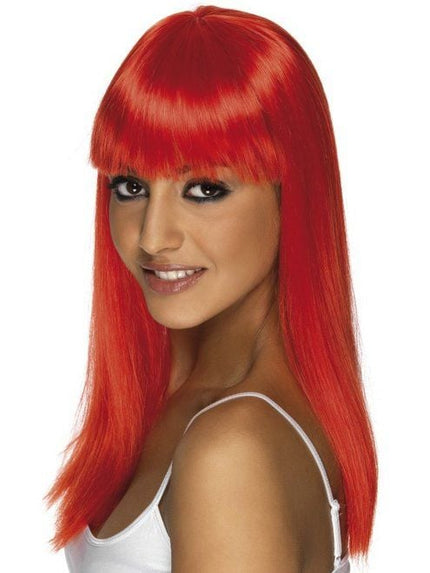 Feestbazaar Glamourama pruik neon rood