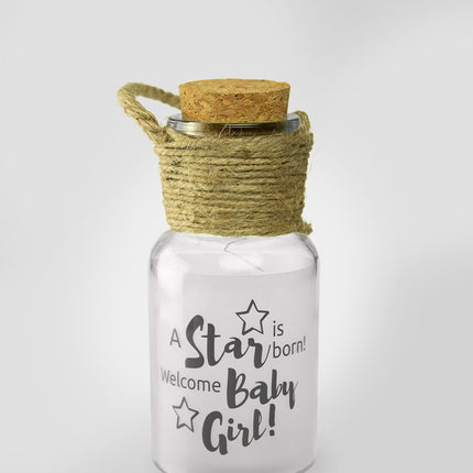 Feestbazaar Glazen lichtgevende pot 'Baby girl'