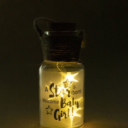 Feestbazaar Glazen lichtgevende pot 'Baby girl'