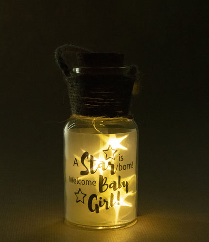 Feestbazaar Glazen lichtgevende pot 'Baby girl'