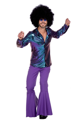 Feestbazaar Glimmende Disco Blouse Paars/Blauw Heren