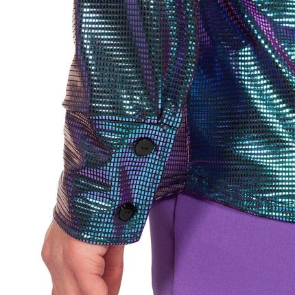 Feestbazaar Glimmende Disco Blouse Paars/Blauw Heren