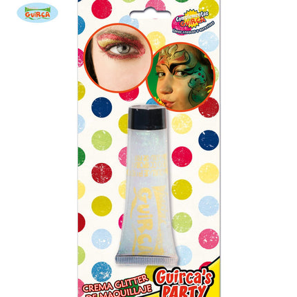 Feestbazaar Glitter make up tube wit creme